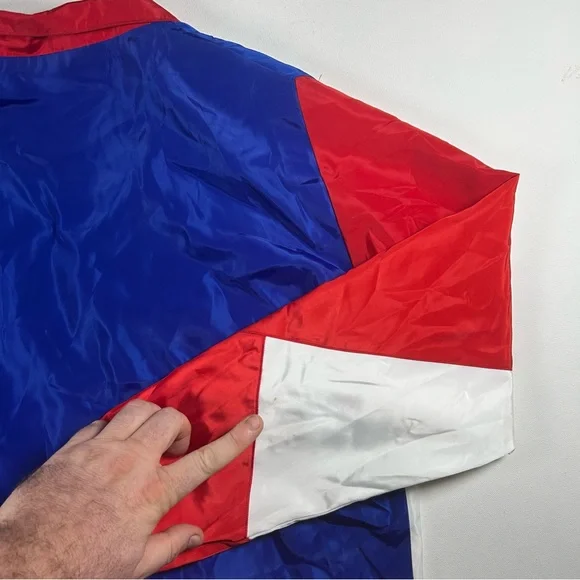 Retro 90's Pony Windbreaker Jacket Red White Blue Medium Men’s Pony Full Zip - Picture 9 of 10